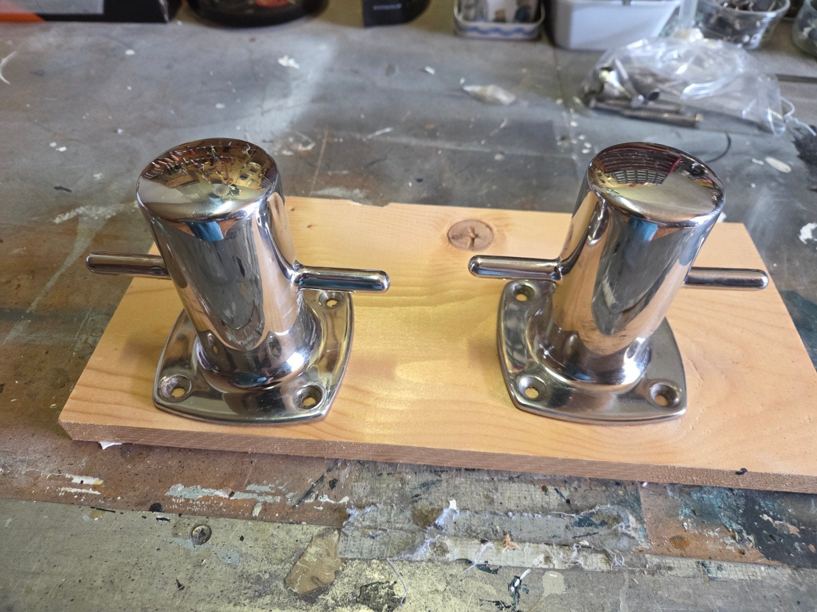 2x RVS 316 bolders, ca. 10 cm hoog, ca. 6 cm rond, Watersport en Boten, Ophalen of Verzenden, Zo goed als nieuw, Overige typen