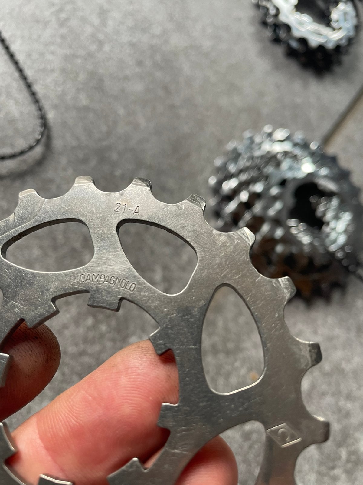 Titanium Campagnolo Record 9-speed kransje (21T), Ophalen of Verzenden, Gebruikt