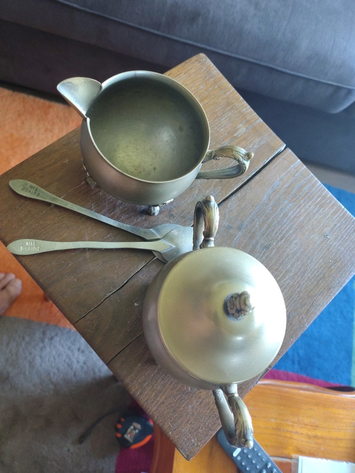 Leonard Silverplate roomstel (suiker & melk) + tin lepeltjes, Ophalen of Verzenden