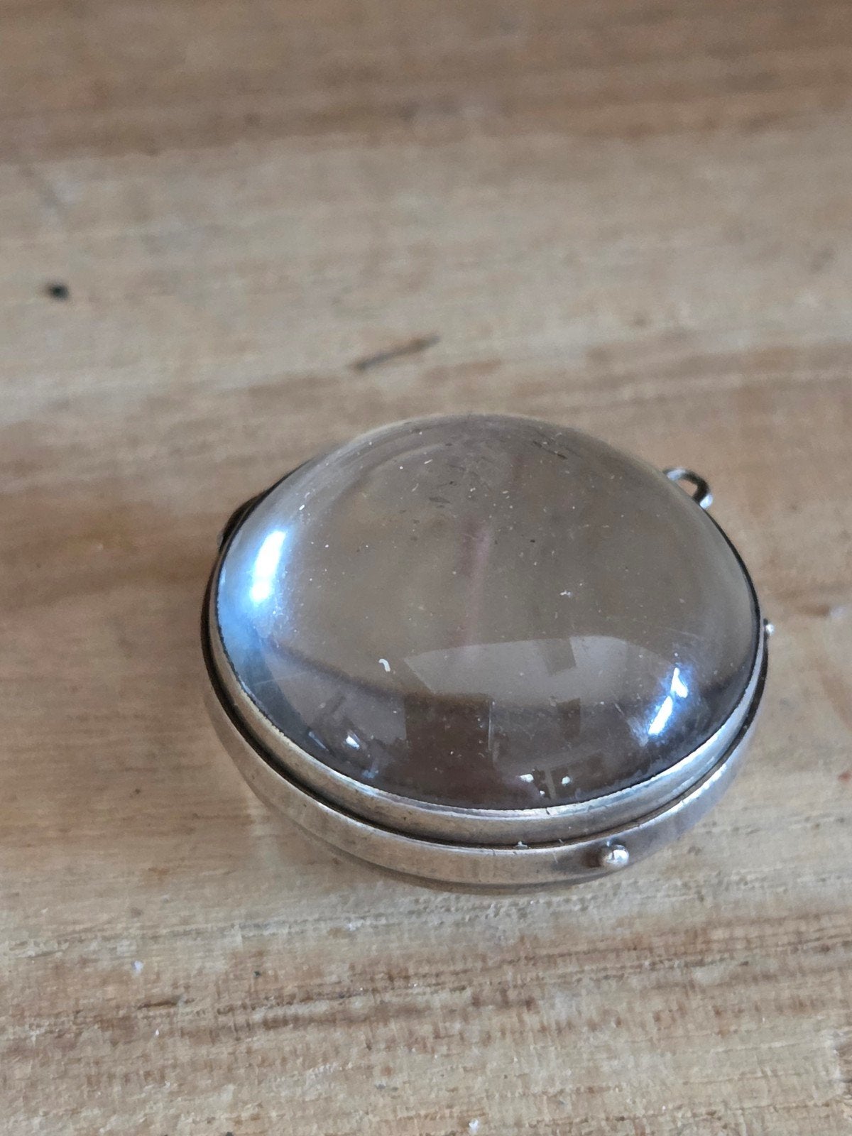 Antieke Zilveren Medaillon met Bol Glas, Ophalen of Verzenden