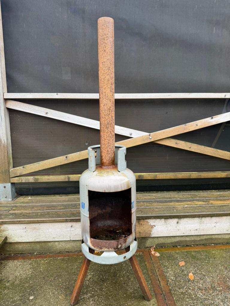 Kachel haard van gasfles, Tuin en Terras, Tuinhaarden, Ophalen, Zo goed als nieuw