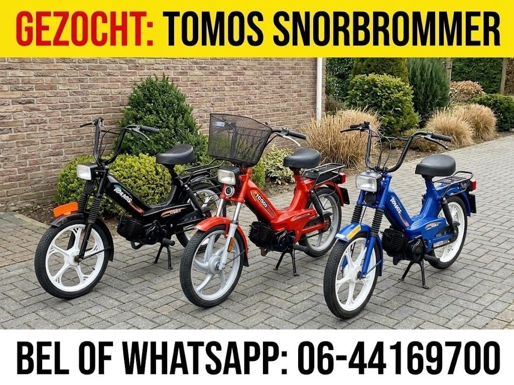 Bel 06-44169700 Te koop gevraagd TOMOS Gezocht wij Kopen in, Fietsen en Brommers, Ophalen, Gebruikt, Maximaal 45 km/u, 2 versnellingen