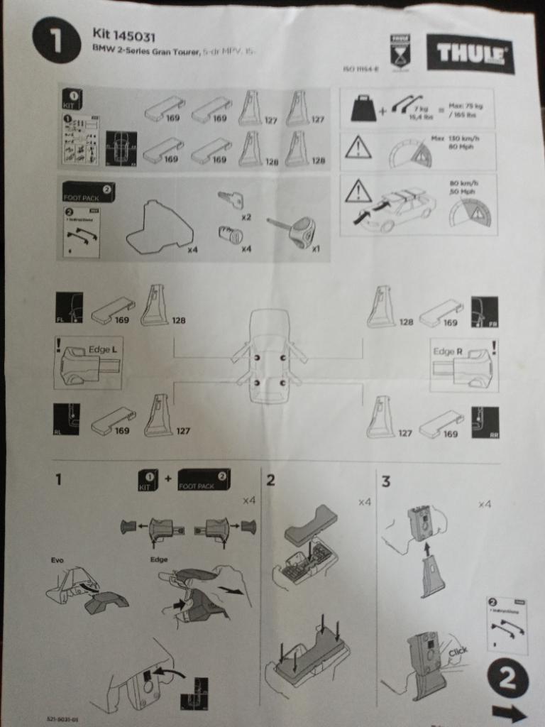 Thule dakdrager kit 145031 voor BMW 2 serie, Ophalen of Verzenden, Gebruikt