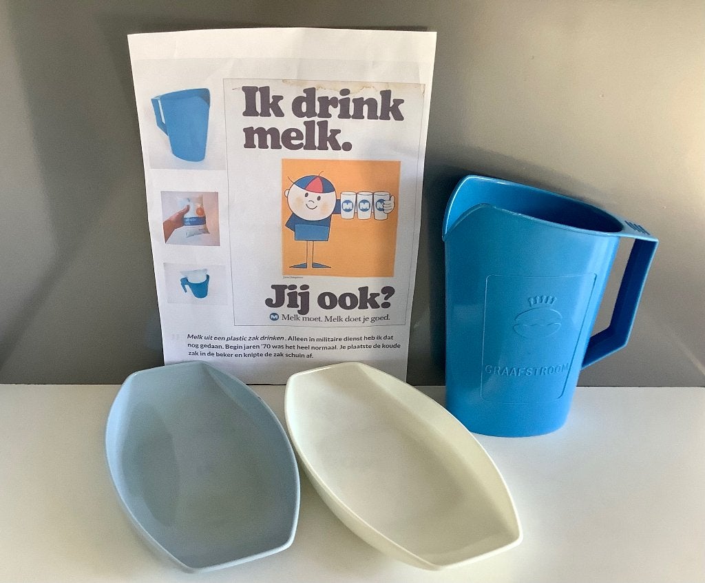 Melkkan en belegschaaltjes uit de jaren 70 , Kunststof, Gebruikt, Overige typen, Ophalen of Verzenden