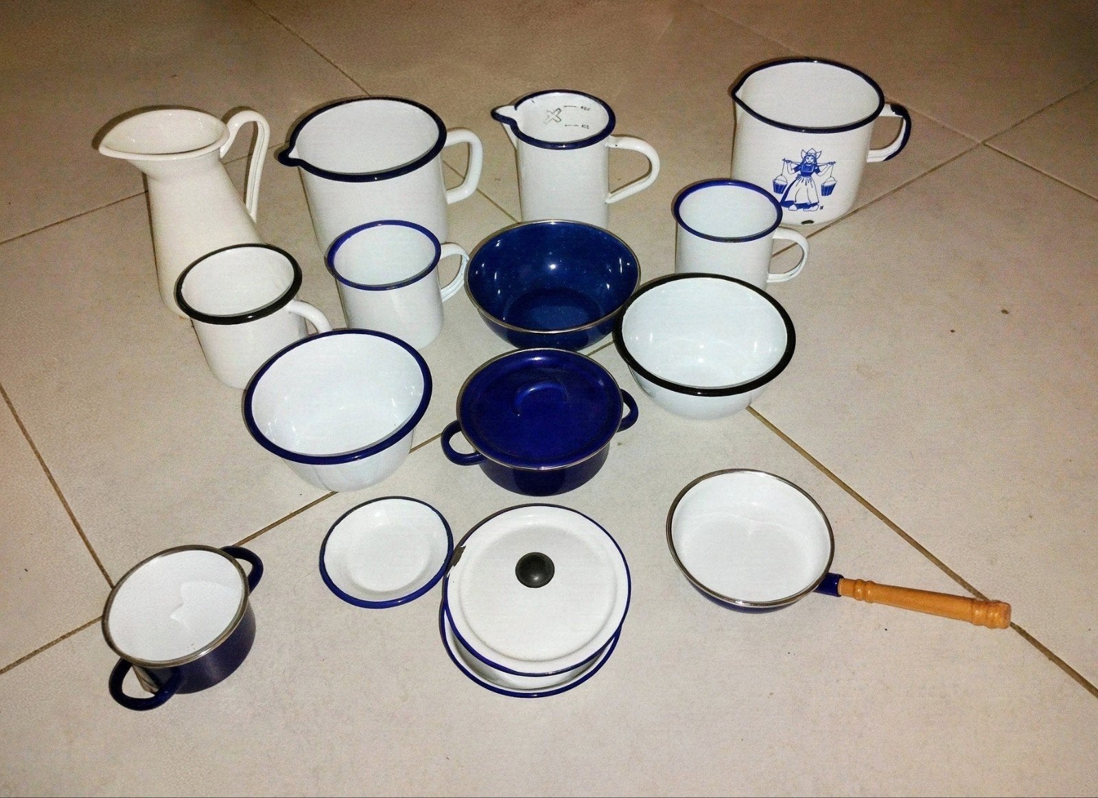 Verzameling Emaille Servies Collectie - zie fotos, Antiek en Kunst, Ophalen of Verzenden