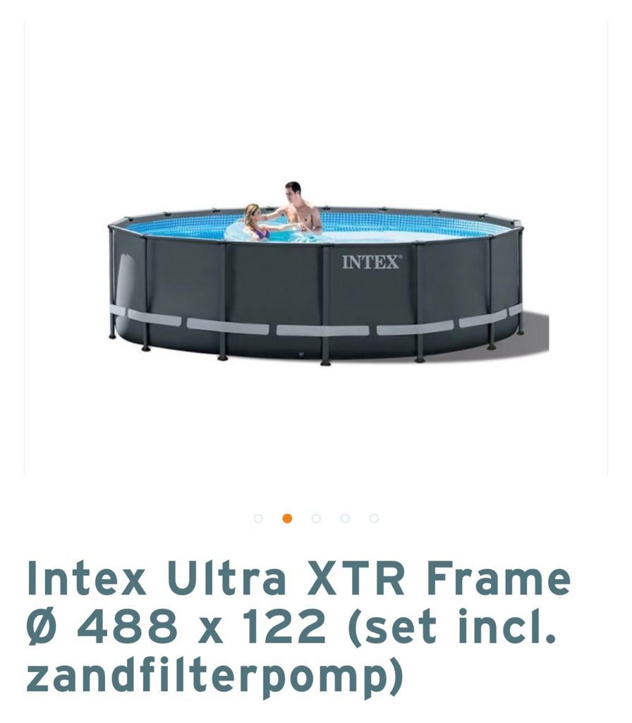 Intex Ultra Frame Pool 488x122 rond inclusief zandfilterpomp, Tuin en Terras, Zwembaden, Zo goed als nieuw, Opzetzwembad, 120 cm of meer