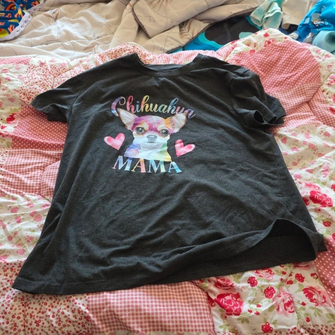 Leuk T-shirt met Chihuahua Mama print, Maat 42/44 (L), Ophalen of Verzenden, Korte mouw, Grijs