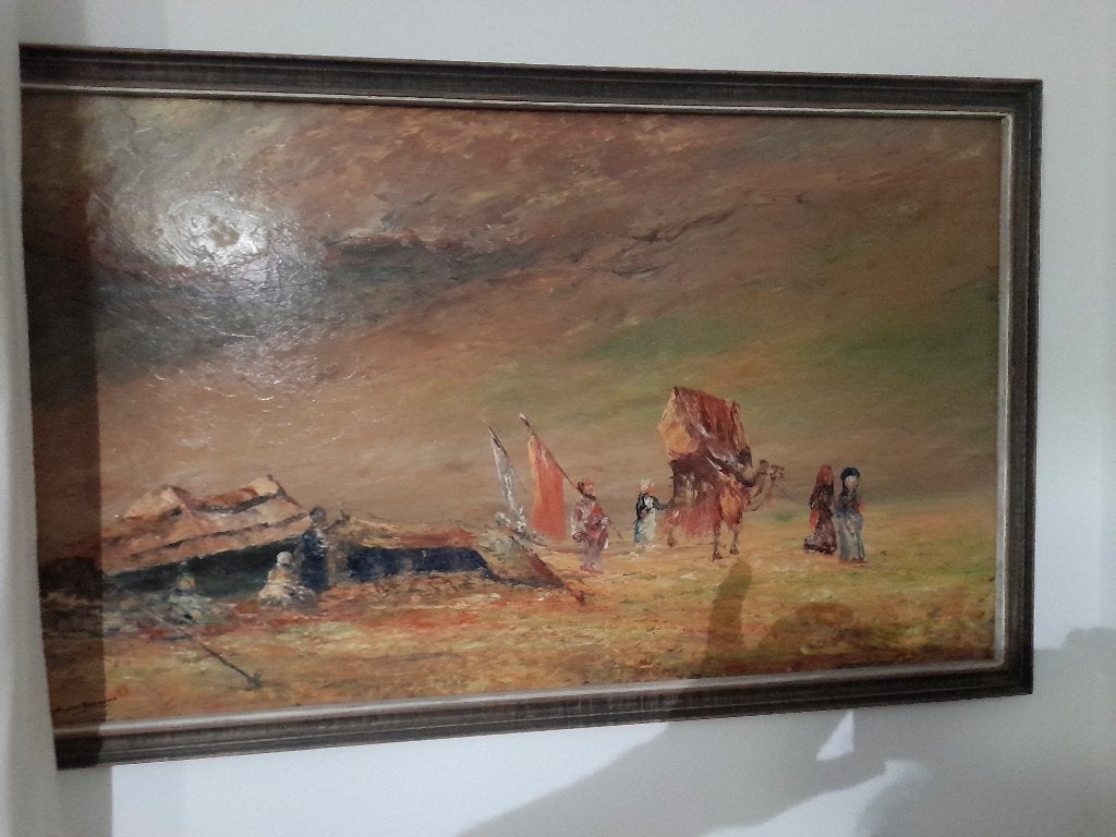 woestijn tafereel, Antiek en Kunst, Ophalen, Overige stijlen, Overige technieken, Overige ondergronden