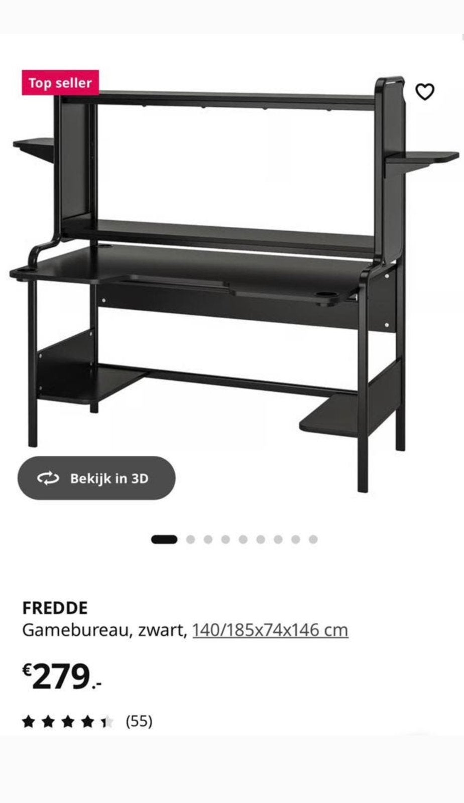 Fredde Game Computer Bureau Ikea nette staat, Ophalen of Verzenden, Gebruikt, IKEA, Gamingbureau