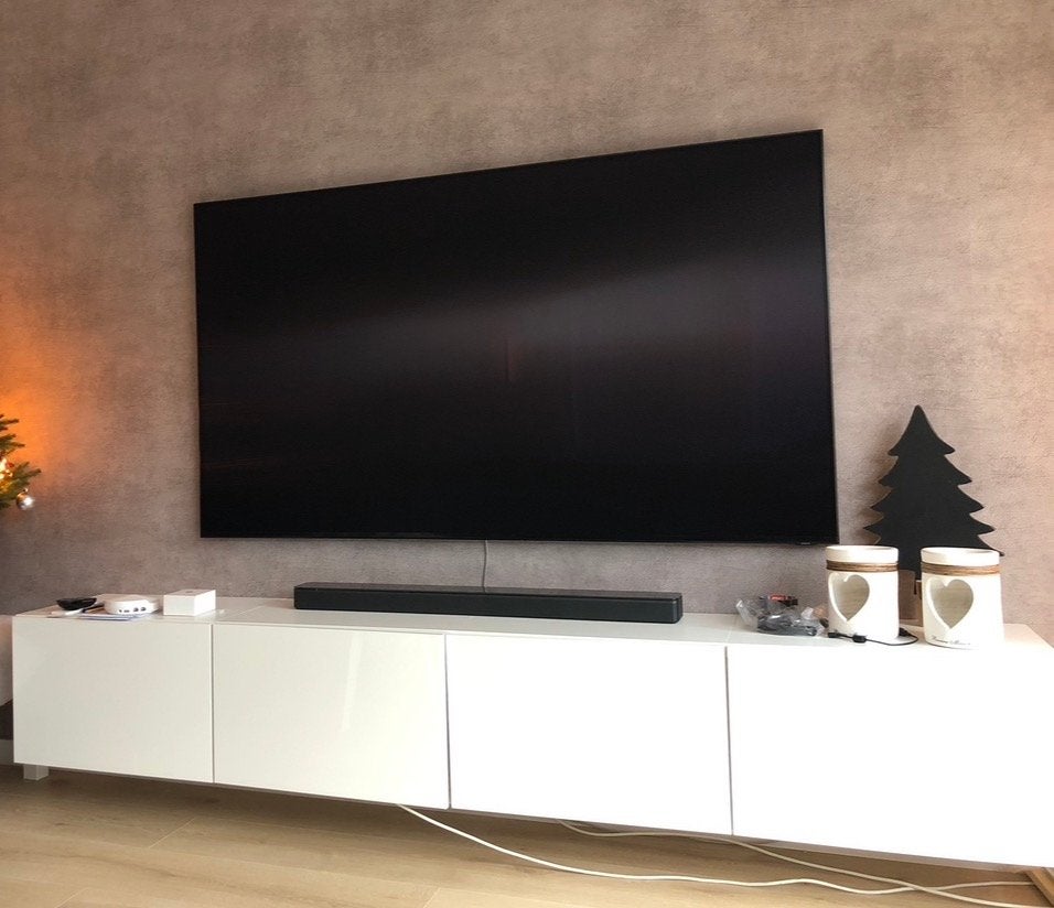 IKEA Besta TV-meubel met 2 losse delen, hoogglans deurtjes, Ophalen, Kunststof, Gebruikt, 200 cm of meer