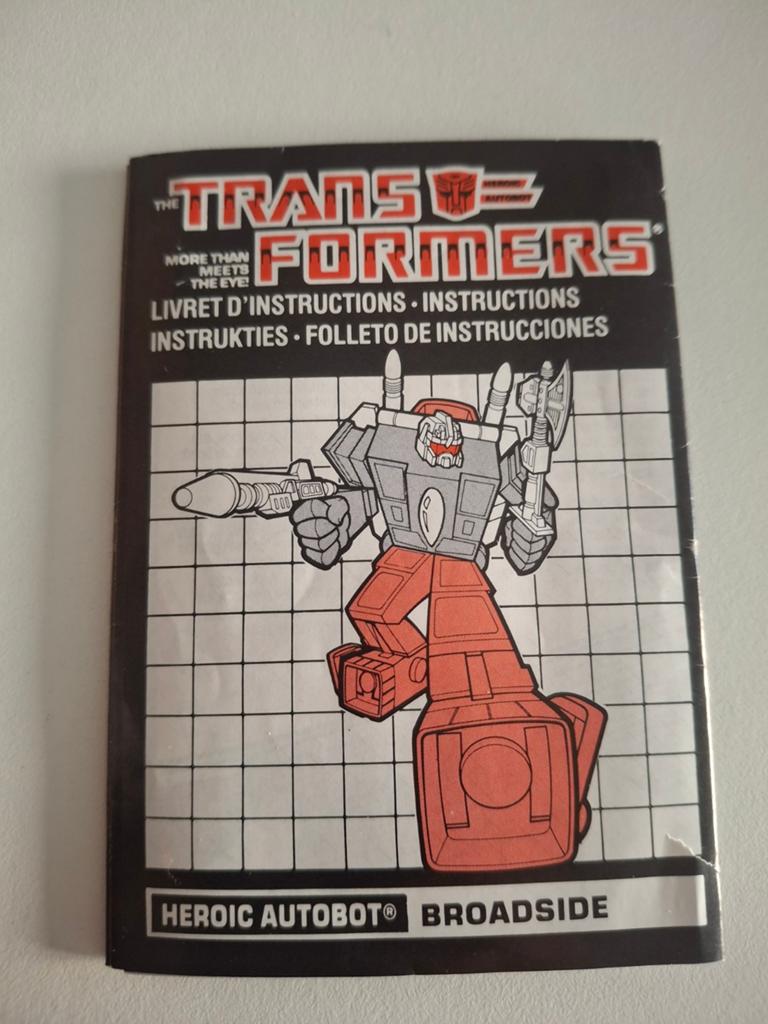 Transformers G1 Broadside Instructieboekje 1986, Verzamelen, Transformers, Ophalen of Verzenden