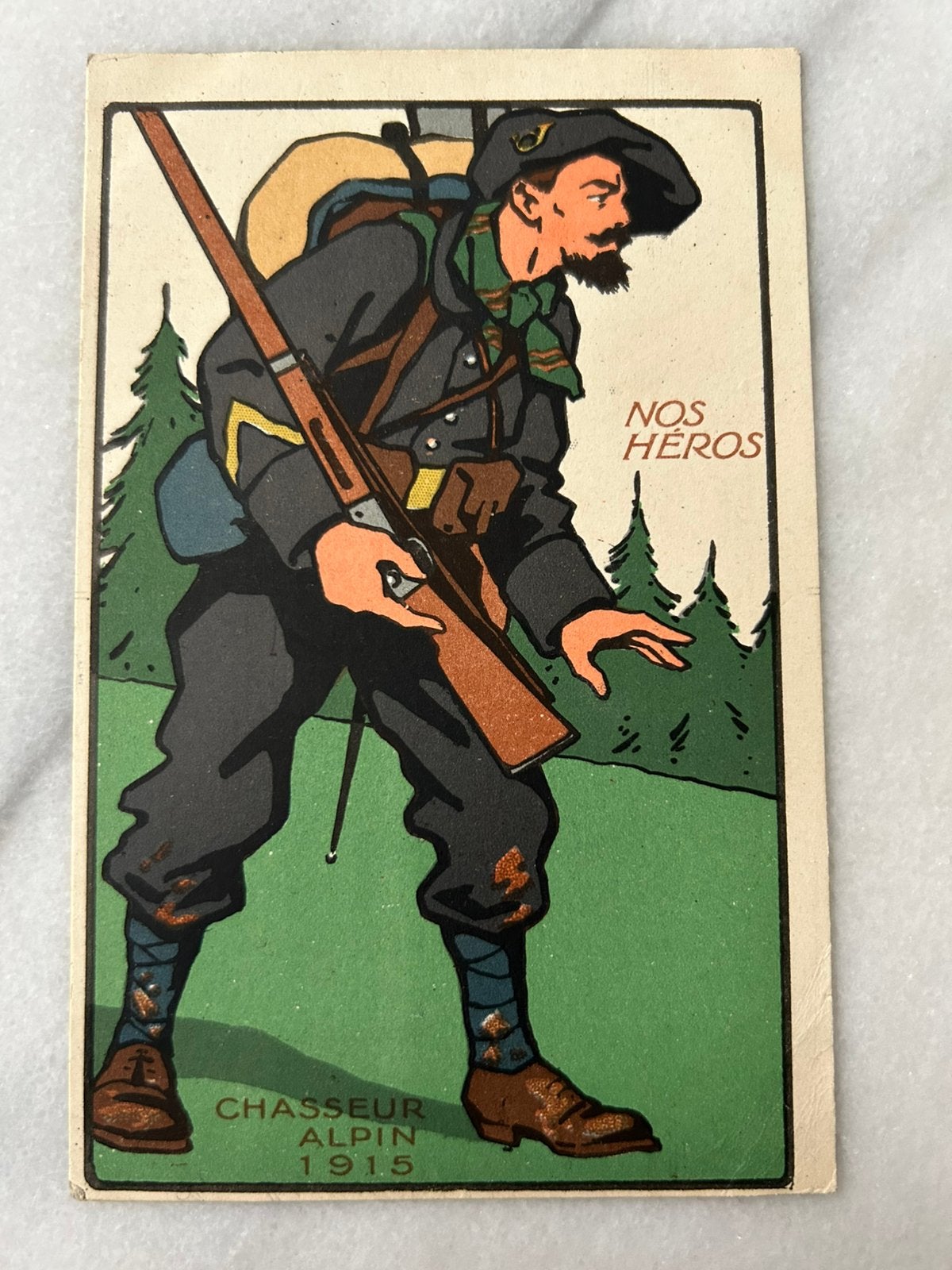Wo1: ak Nos heros Alpin uniform, Ophalen of Verzenden, Landmacht, Nederland, Foto of Poster