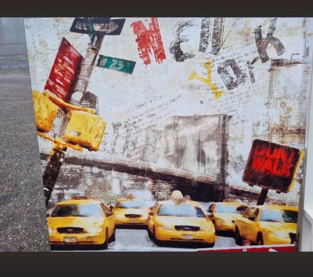 New York City Taxi Canvas Schilderij, Ophalen of Verzenden, Zo goed als nieuw, Schilderij, 75 tot 100 cm