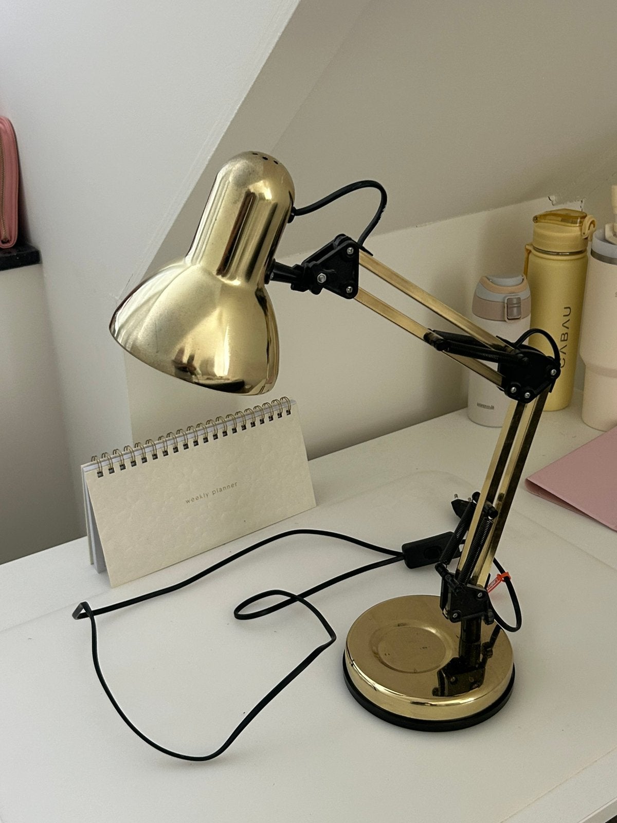 Goudkleurige leitmotiv bureau / tafel  lamp, Ophalen of Verzenden, Gebruikt