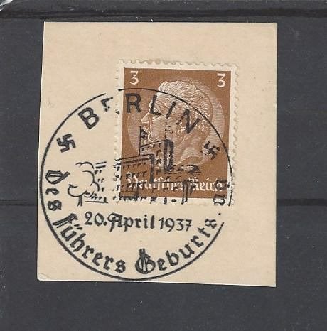 Historie Duitse Rijk, stempel tgv. 49e verjaardag A. Hitler, Verzenden, Overige soorten, Duitsland, Overige typen