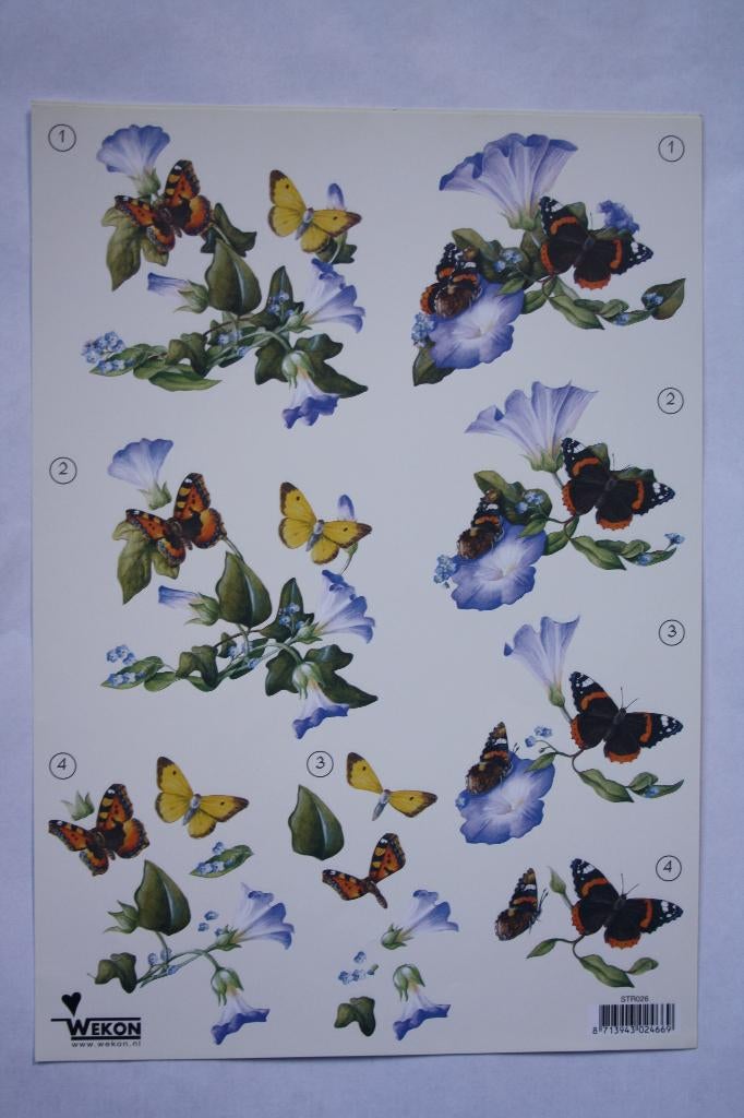 2 stuks knipvellen 3D vlinders en bloemen 7291, Ophalen of Verzenden, Nieuw, Natuur, Knipvel