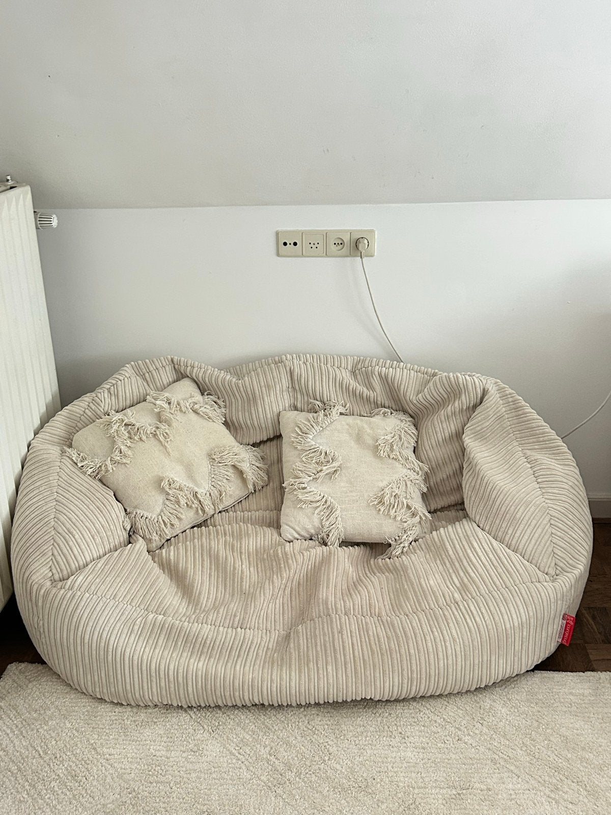 Loungepug Zitzak - Ribfluweel Beige, Ophalen, Zo goed als nieuw, Beige, Zitzak