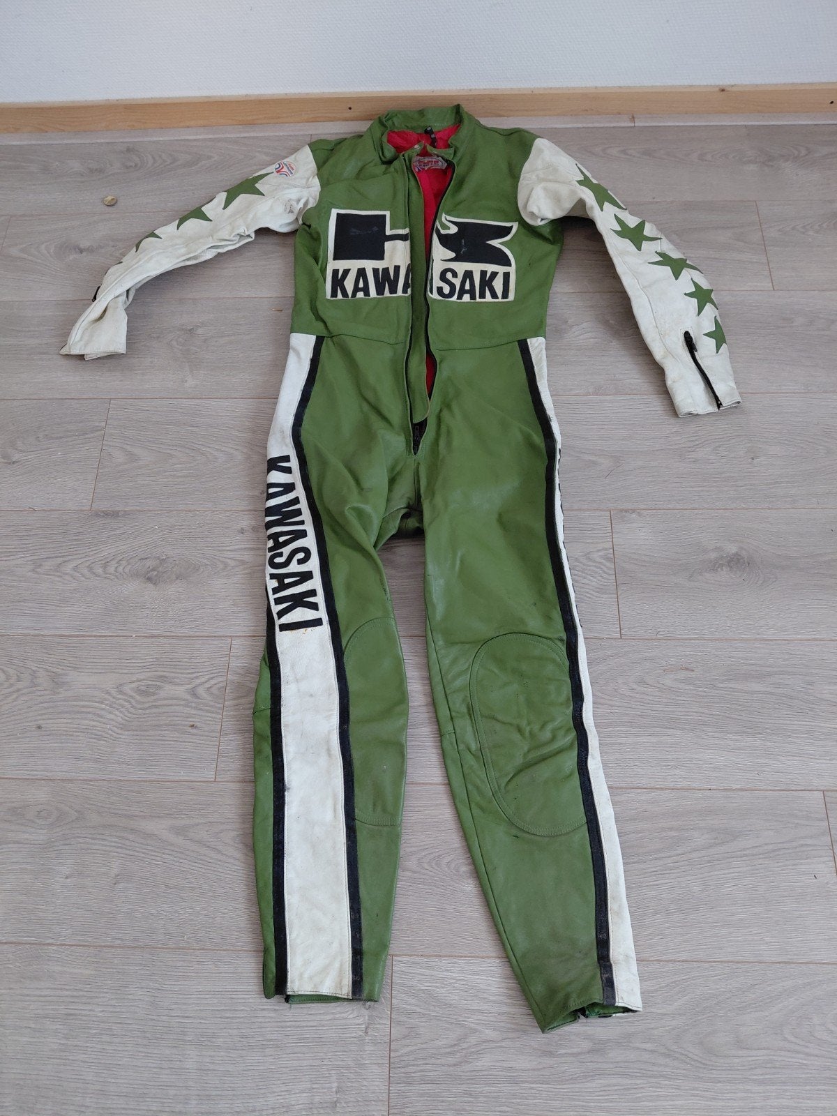 Vintage Kawasaki race overall - Euro Leathers, Motoren, Kleding | Motorkleding, Ophalen, Heren, Kawasaki, Overall