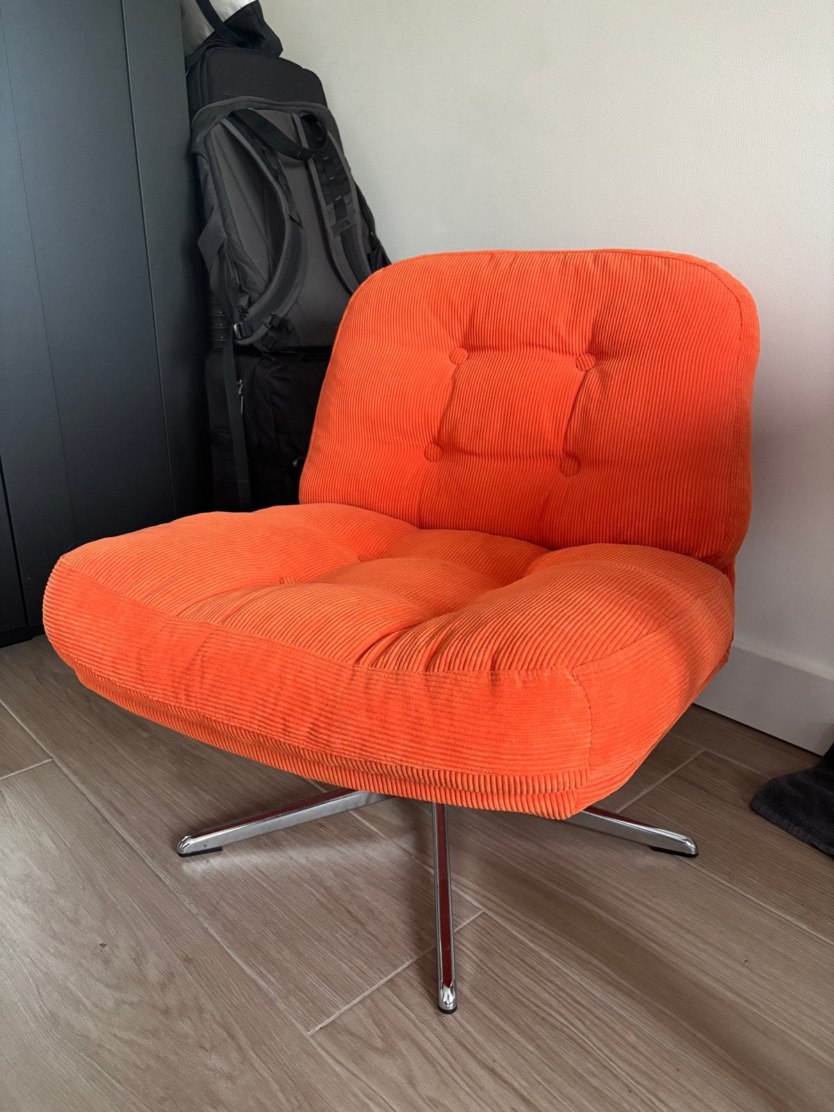 Oranje ribfluwelen fauteuil - Zo goed als nieuw IKEA, Ophalen, Overige kleuren, Zo goed als nieuw, Eén
