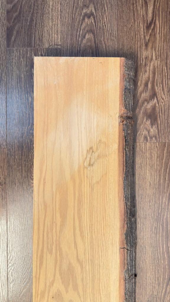 Massief eiken zwevende wandplank met boomstamrand, Huis en Inrichting, Ophalen, Gebruikt