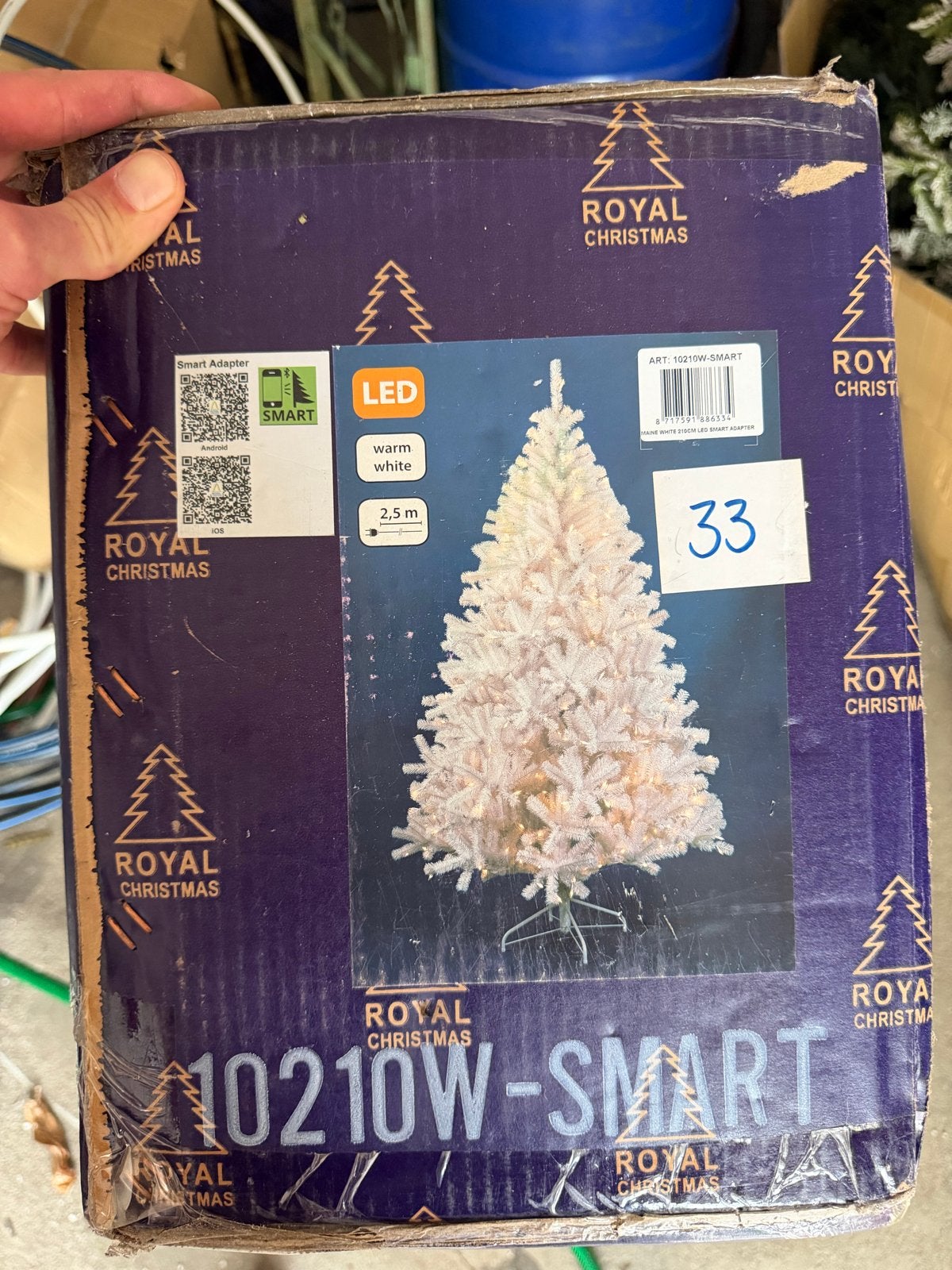 Kunst kerstboom wit 210cm hoog, Diversen, Ophalen of Verzenden, Zo goed als nieuw