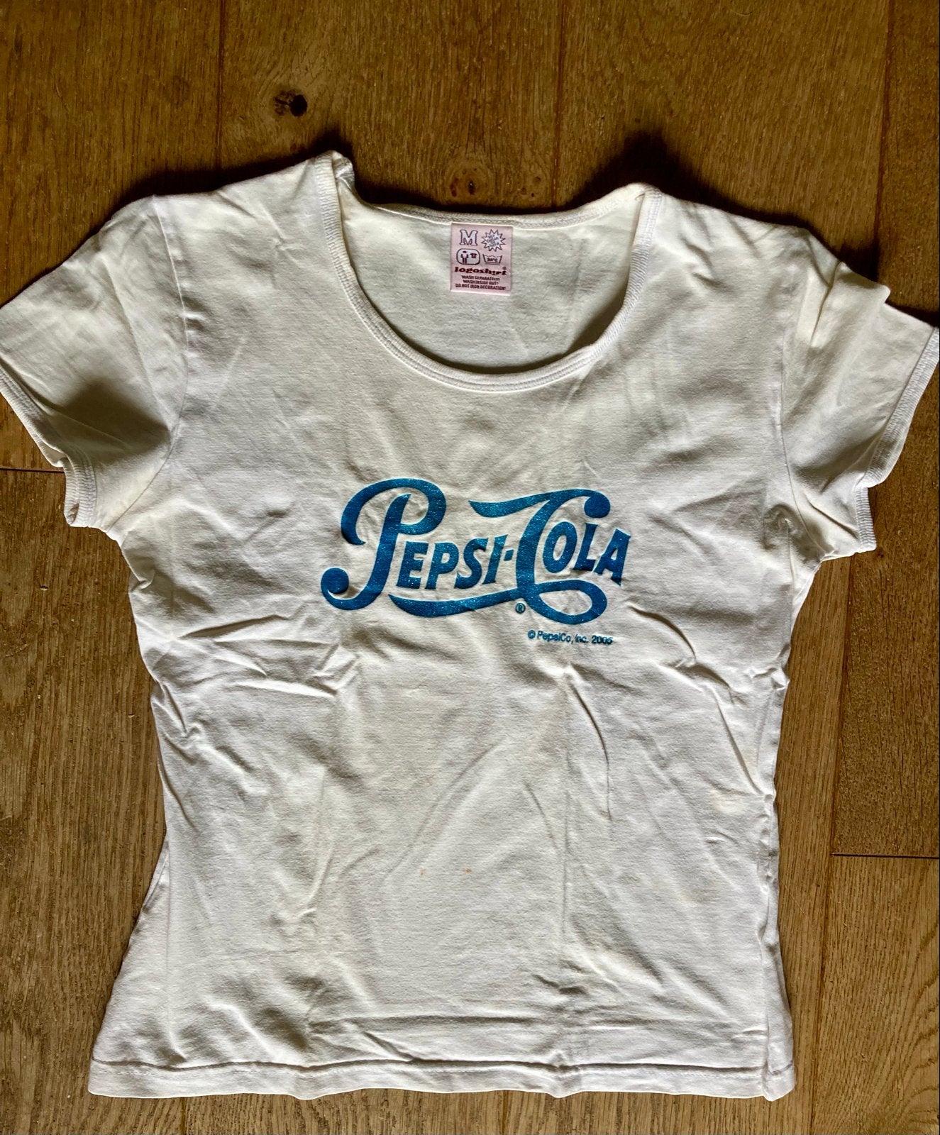 Vintage Pepsi-Cola T-shirt - Logoshirt - Maat S, Wit, Ophalen of Verzenden, Korte mouw, Maat 36 (S)
