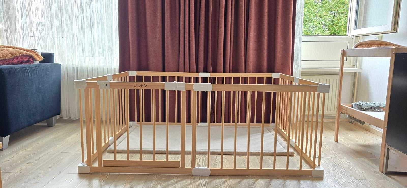 Ladanas Grondbox voor Baby, Ophalen, Zo goed als nieuw, Rechthoekig, Boxkleed