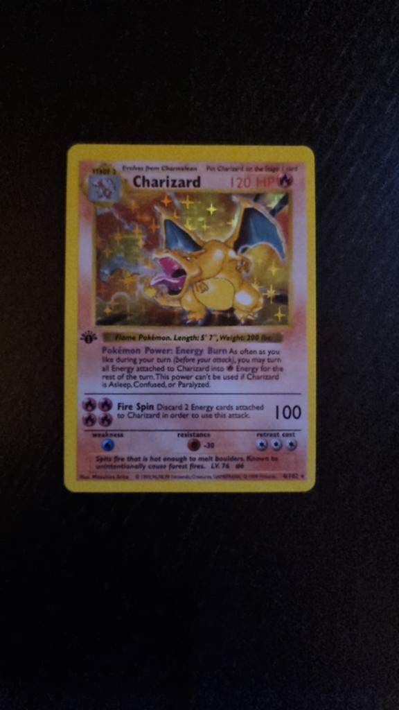 Prachtige proxy kaart Charizard Holo 1st Edition kaart, Ophalen of Verzenden
