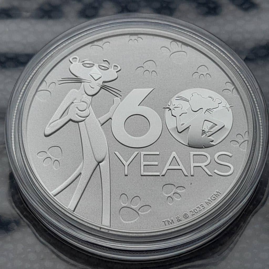 2024 Pink Panther 60th Anniversary 1 oz zilver, Ophalen of Verzenden, Zilver