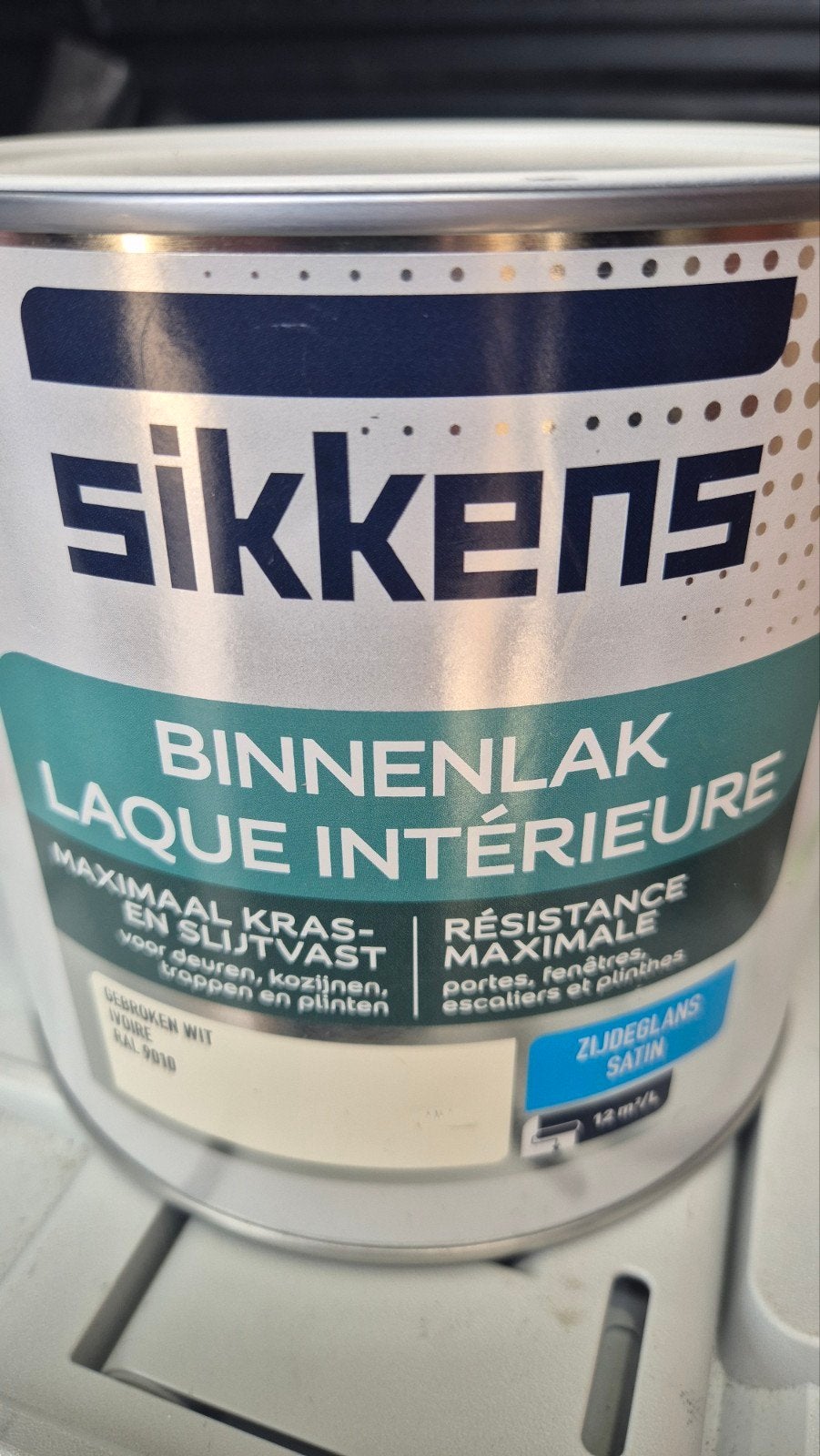 2 blikken 2.5L sikkens 9010 binnenlak, Ophalen of Verzenden, Nieuw, Wit, Lak
