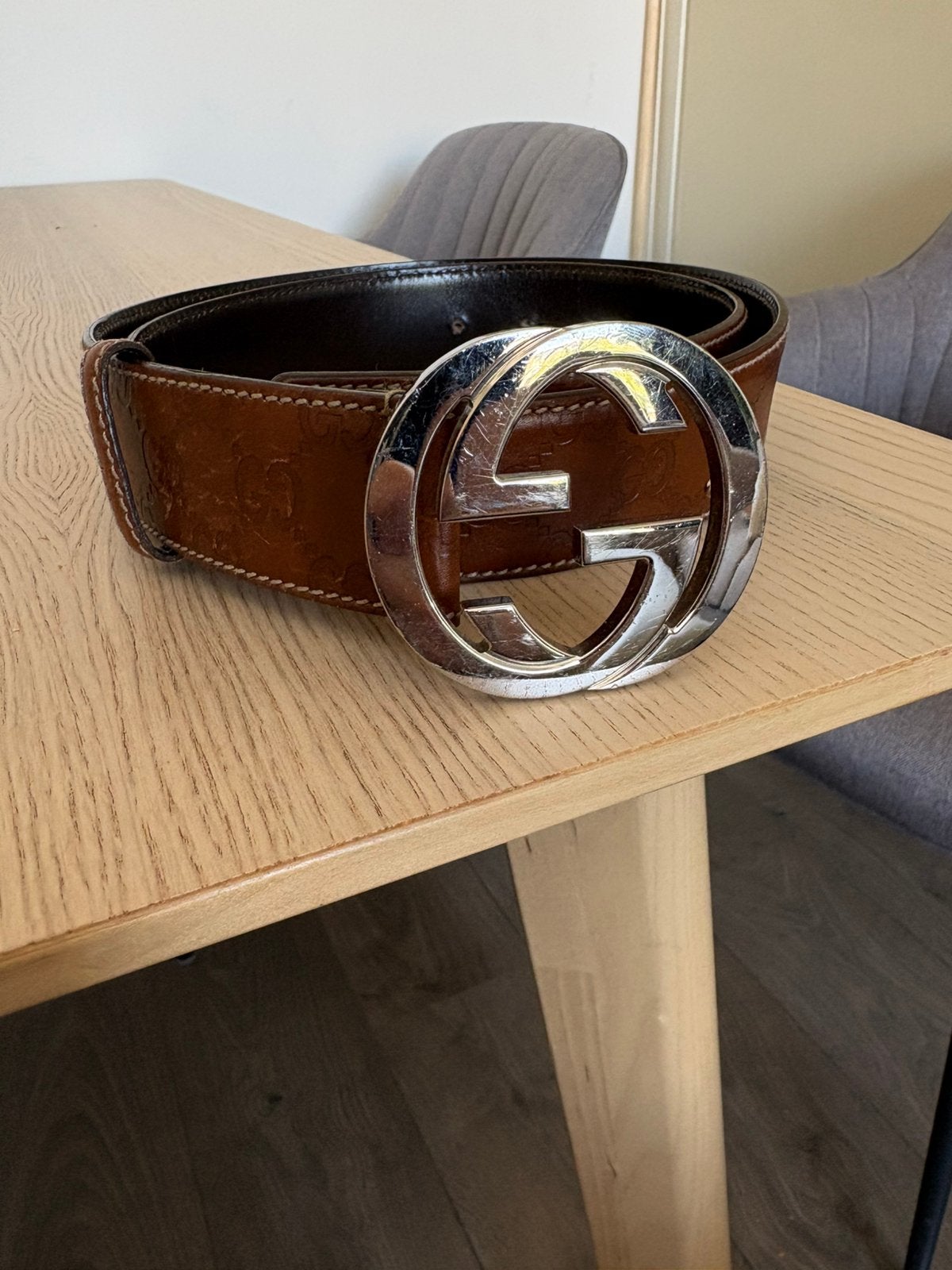 Gucci riem, Bruin, Zo goed als nieuw, Riem of Ceintuur, 105 tot 115 cm