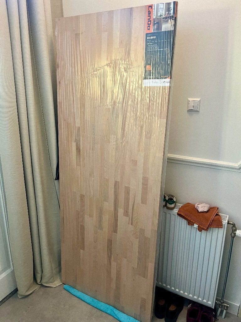 Houten werkblad (200 cm x 80 cm x 26 mm) Beuken Timmerpaneel, Doe-het-zelf en Verbouw, Ophalen, 25 tot 50 mm, Overige typen, Nieuw
