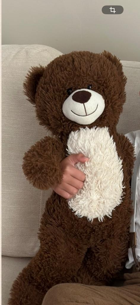 Gezocht! Knuffelbeer 60cm bruin wit, Ophalen of Verzenden, Zo goed als nieuw, Stoffen beer, Overige merken
