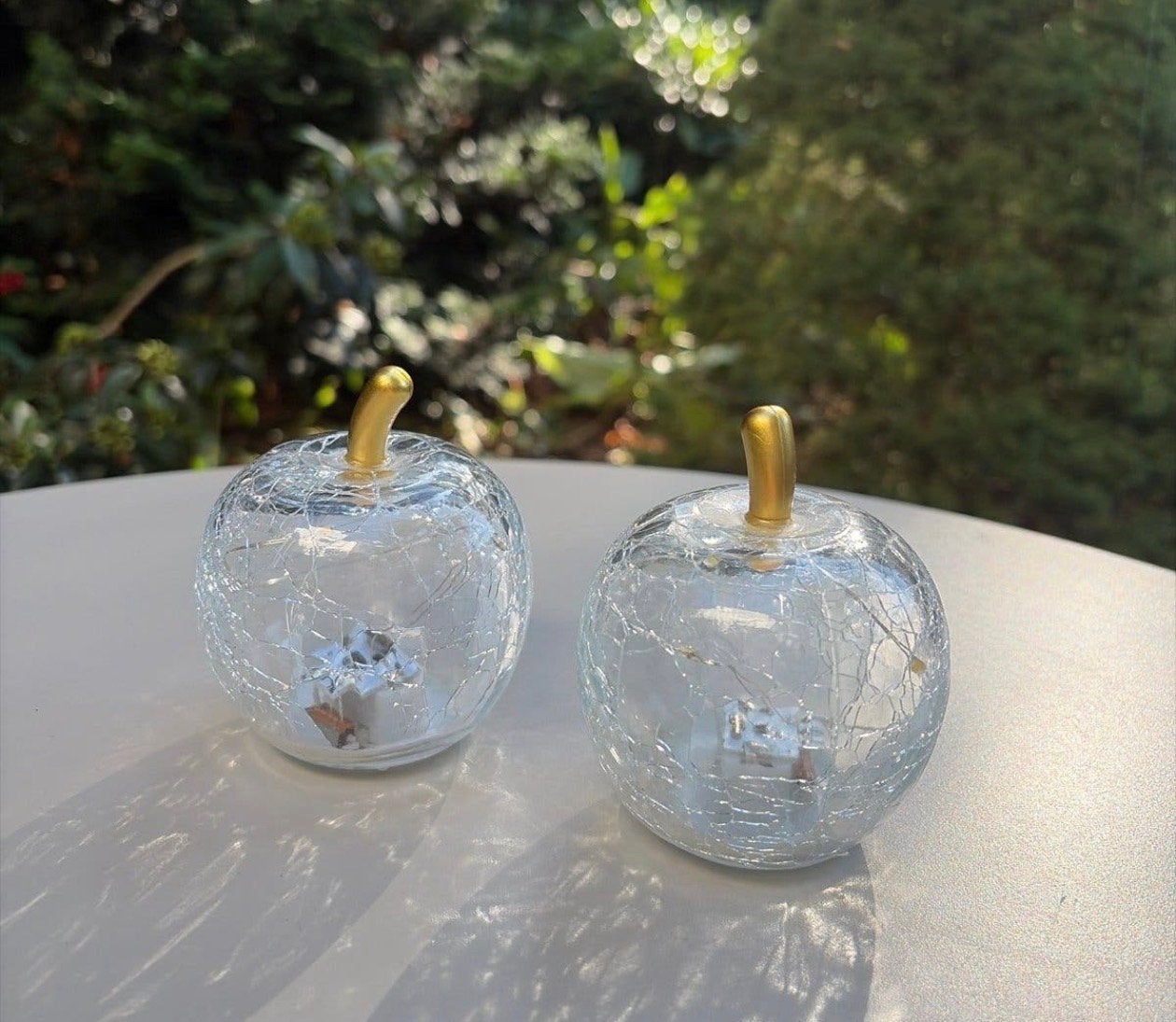 Set van 2 LED Appel Lichtjes - Craquelé Glas, Overige stijlen, Nieuw, Ophalen of Verzenden, Wit