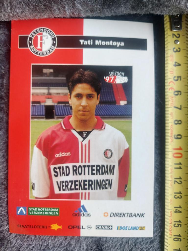 Feyenoord Spelerskaart Tati Montoya Seizoen 1997/1998, Ophalen of Verzenden