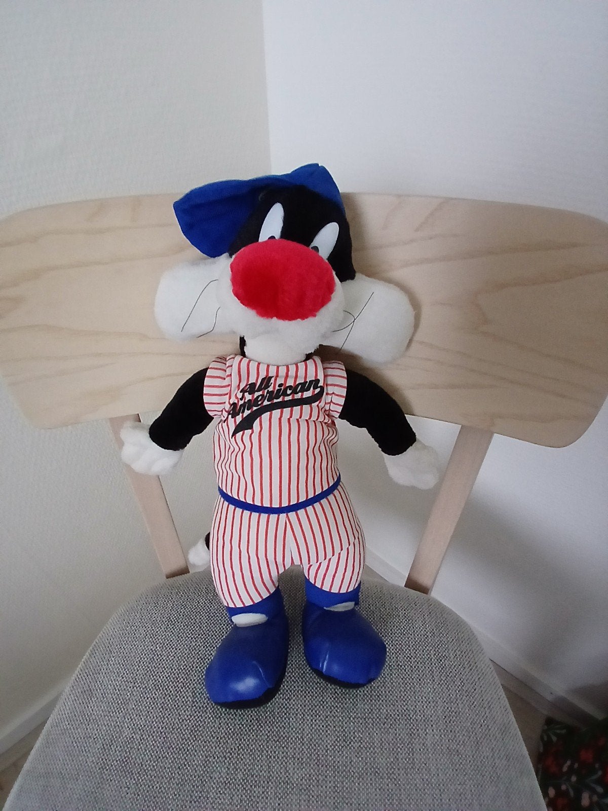 Vintage honkbal Sylvester knuffel (Looney Tunes), Gebruikt, Overige merken, Overige karakters, Zwart