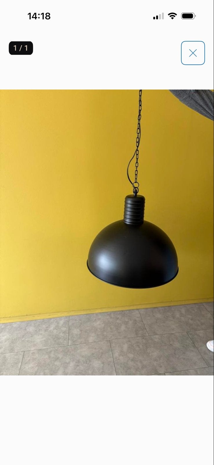 Zwarte industriële hanglamp, Ophalen of Verzenden, Gebruikt, Metaal, E27 (groot)