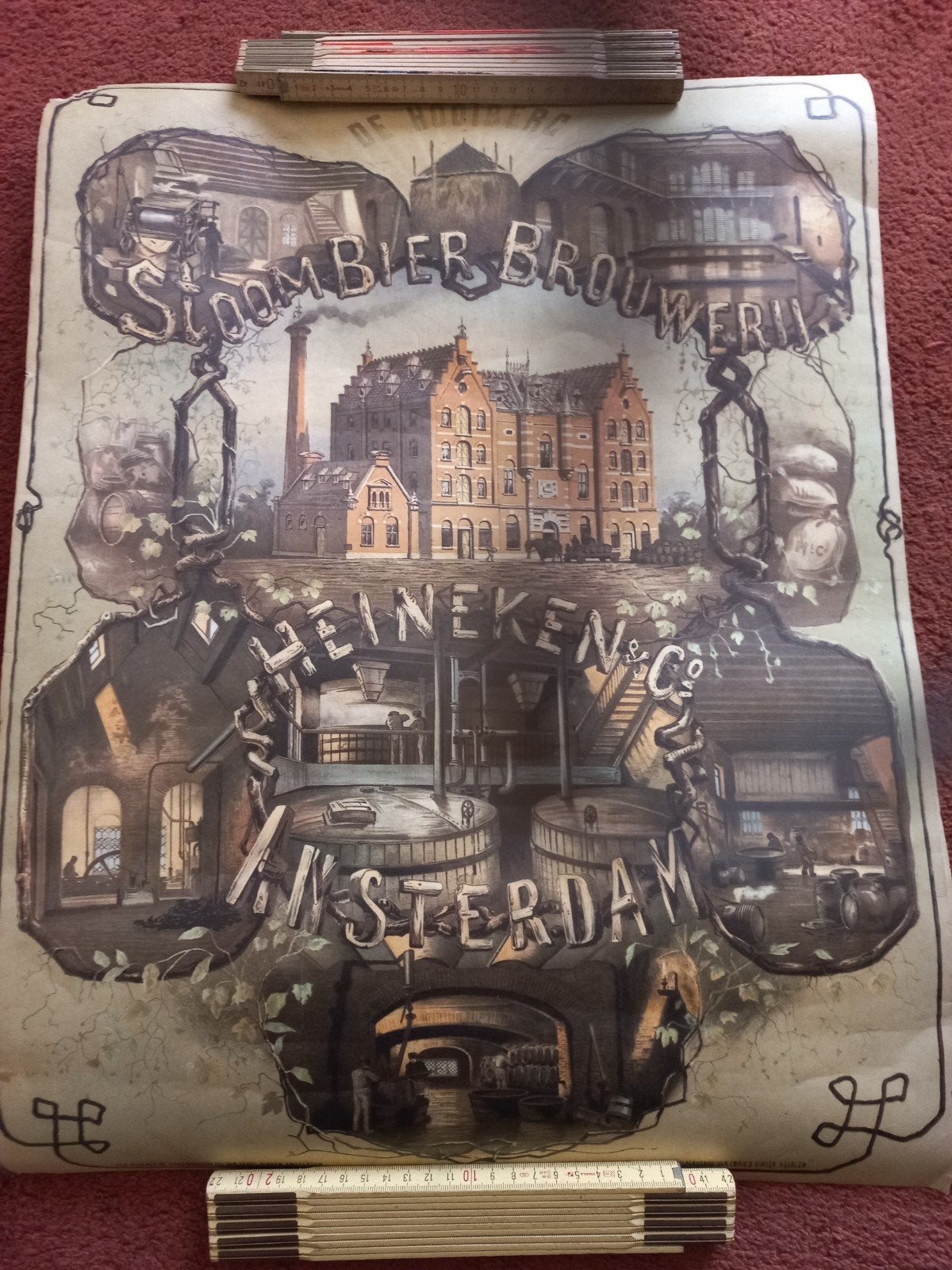 Retro Heineken Poster Jaren '80 - Sloom Bier Brouwerij, Ophalen of Verzenden, A1 t/m A3, Reclame, Rechthoekig Staand