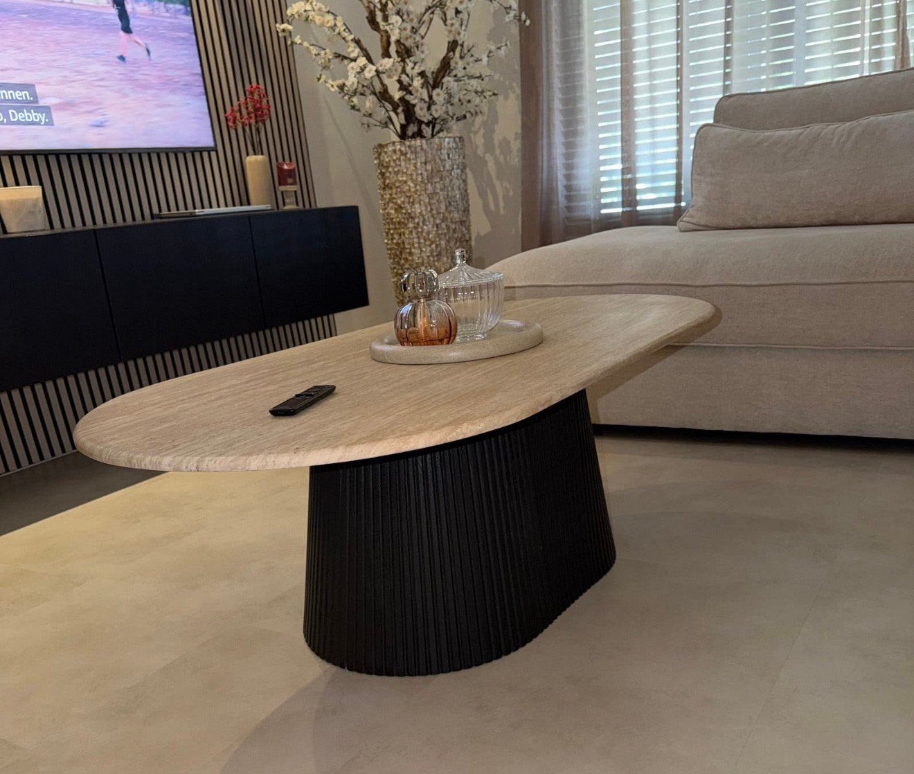 Salontafel japandi, Huis en Inrichting, Tafels | Salontafels, 100 tot 150 cm, Zo goed als nieuw, Rechthoekig, 50 tot 100 cm