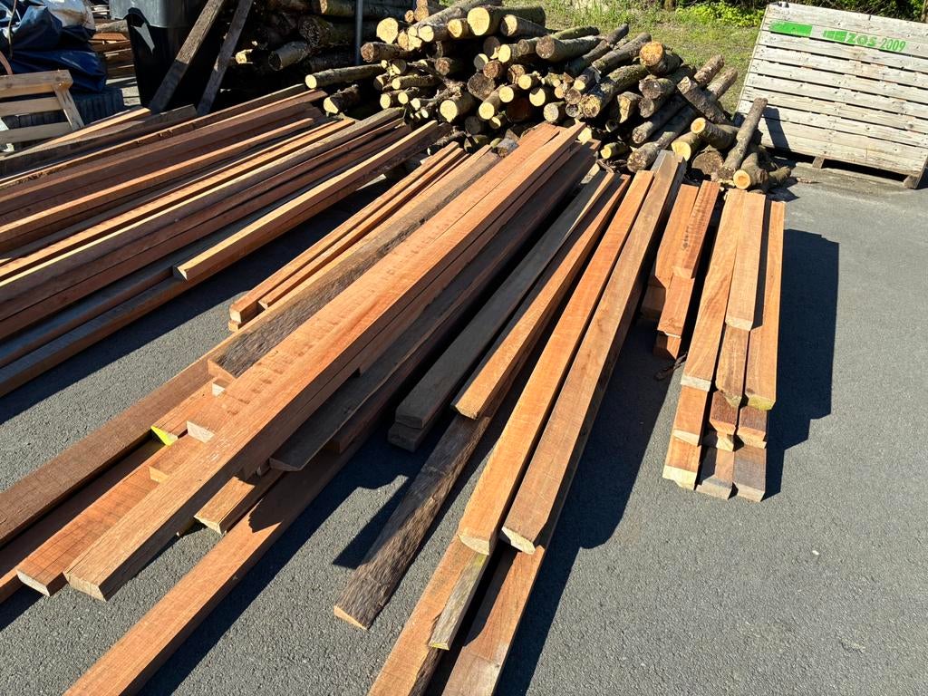 Hardhouten balken 50x100 50x70 50x50 azobe alles lengtes, Tuin en Terras, Palen, Balken en Planken, Ophalen of Verzenden, Zo goed als nieuw