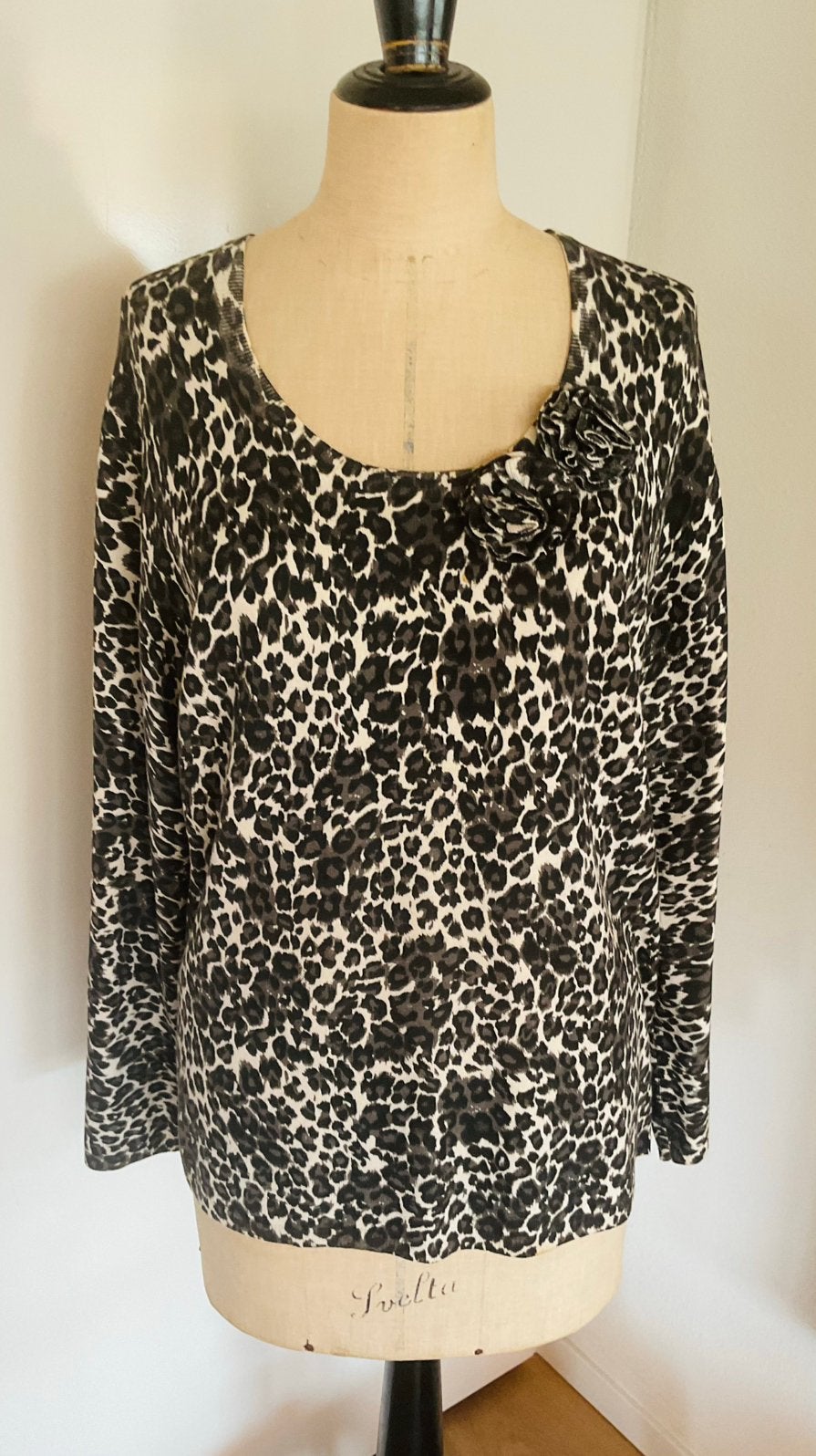 MAYERLINE LEOPARD DUNNERE TOP/ TRUI ( XL)€20, Kleding | Dames, Verzenden, Zo goed als nieuw, Maat 42/44 (L)