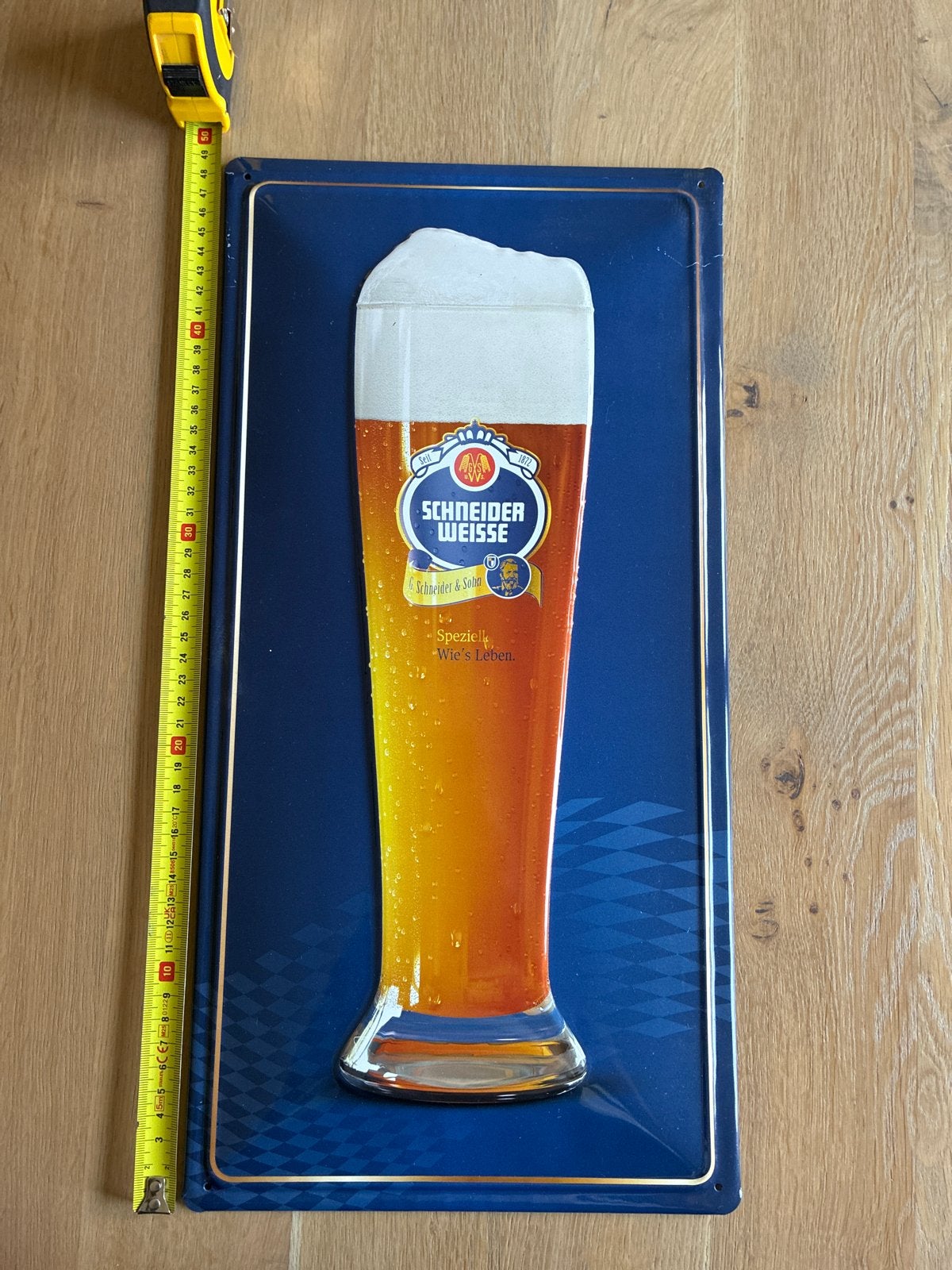 Schneider Weisse Blikken Wandbord - Reliëf Weizenglas, Ophalen of Verzenden, Gebruikt