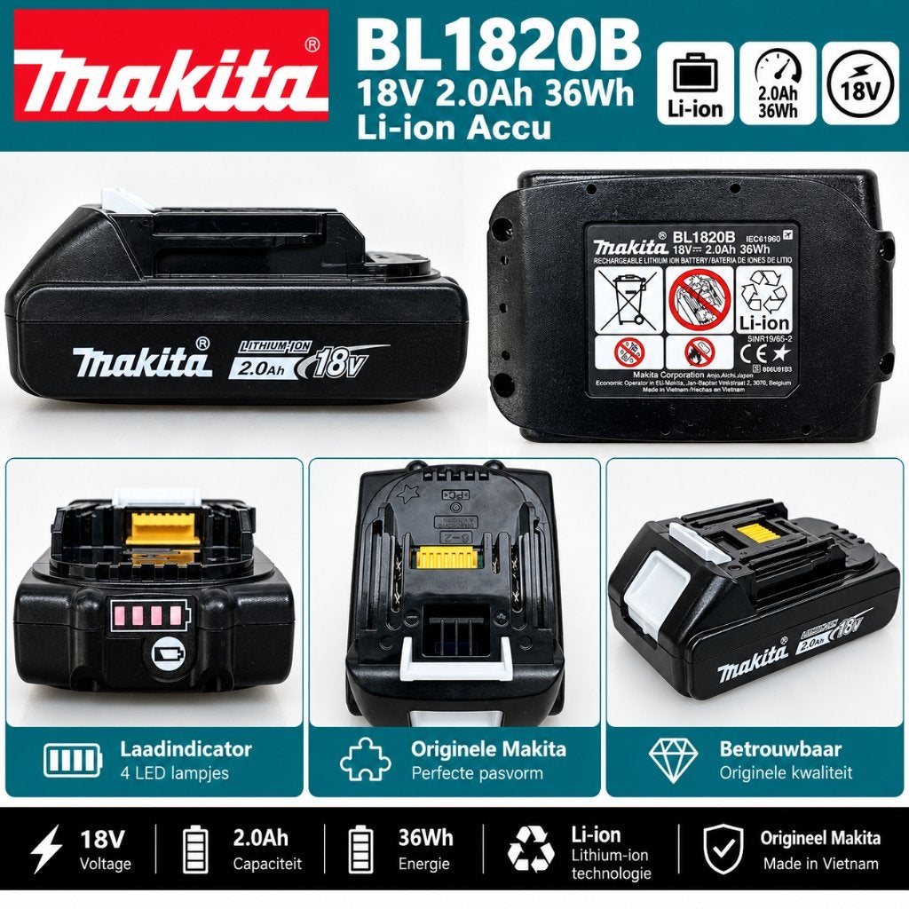 Makita BL1820B 18V 2.0Ah Lithium-ion Accu, Ophalen, Nieuw, Overige typen, Makita