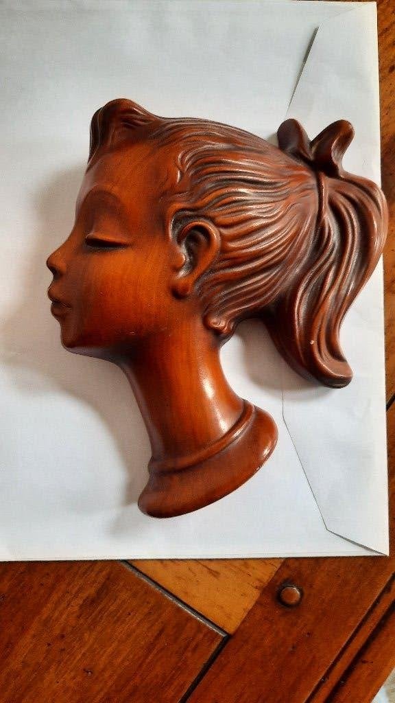 wandmasker meisje met paardestaart cortendorf gemerkt 1950, Antiek en Kunst, Ophalen of Verzenden