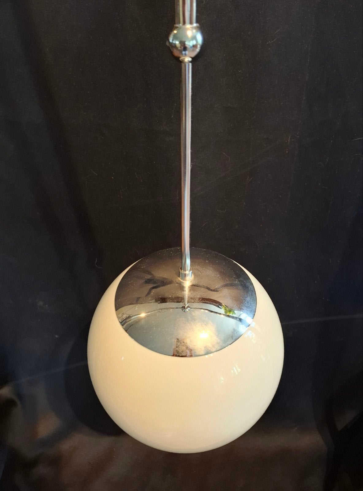 Vintage Bauhaus / Art Deco Stijl Hanglamp, Ophalen of Verzenden, Zo goed als nieuw, Glas