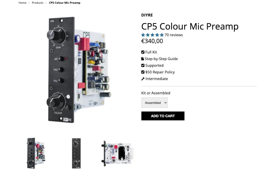 diyre CP5 pre amp 500 series - met ctx colour module, Ophalen of Verzenden, Zo goed als nieuw, Audio