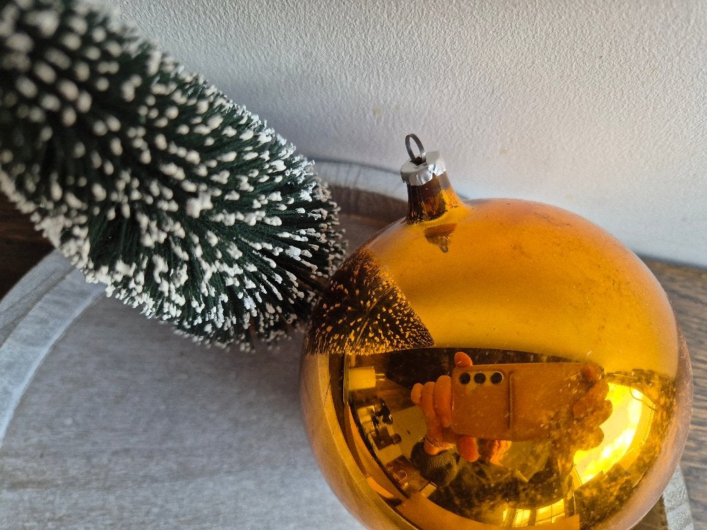 Grote oude vintage kerstbal oranje 544, *, Gebruikt, *, Ophalen of Verzenden