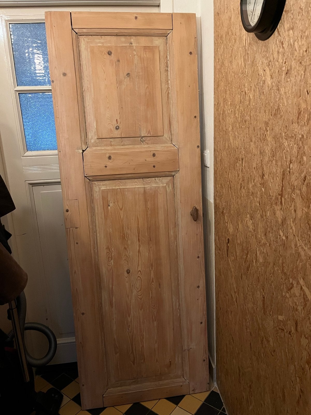Oude grenen binnendeur met deurknop - 195x70 cm, Doe-het-zelf en Verbouw, Ophalen, Gebruikt, Minder dan 80 cm, Binnendeur