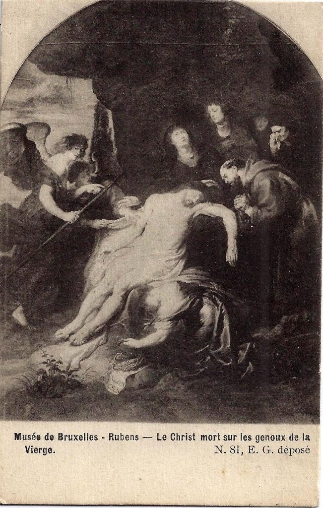 K4019 ansichtkaart schilderij van rubens christus dood, Ophalen of Verzenden, 1920 tot 1940, Ongelopen