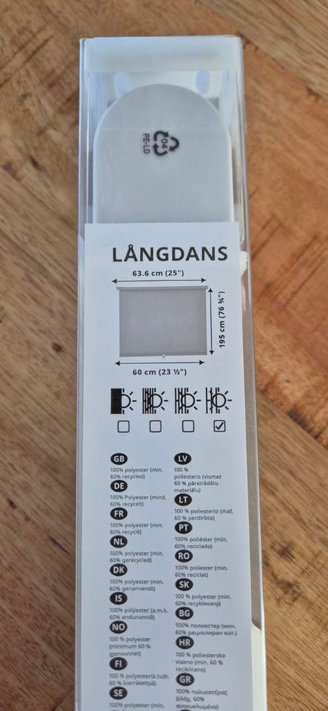 IKEA LÅNGDANS Rolgordijn 60x195 cm, grijs, Huis en Inrichting, Stoffering | Gordijnen en Lamellen, Modern, functioneel, Nieuw